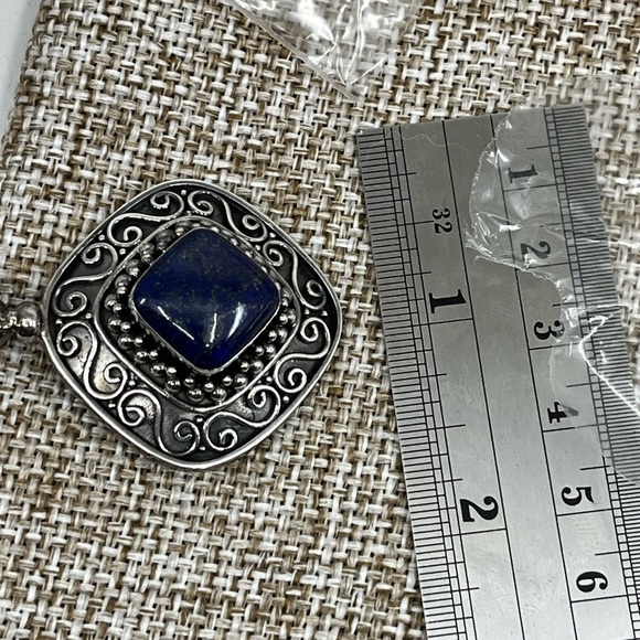 Vintage Sterling Silver 925 Lapis Pendant with Jawan Filigree Design, Indonesia - Picture 3 of 17
